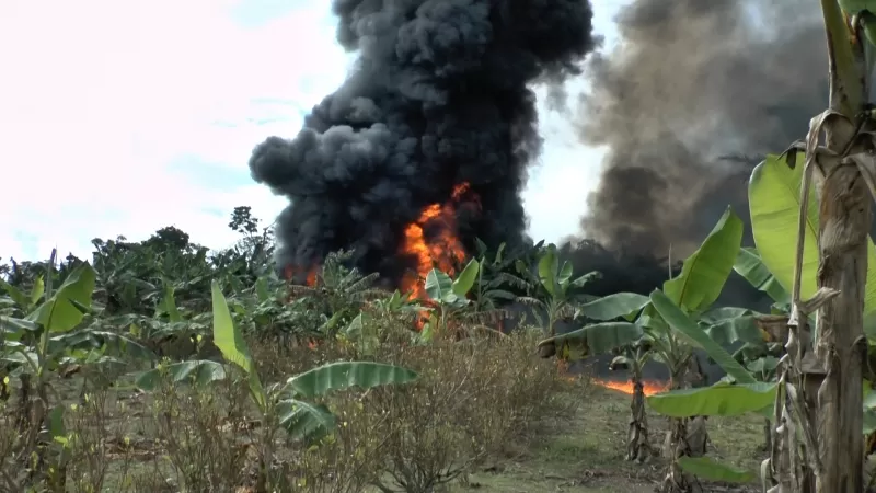 Todo el complejo fue destruido por los soldados de la brigada móvil de la Fuerza de Tarea Quirón.